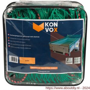 Konvox aanhangwagennet geknoopt met elastiek 2x3 m groen HDPE - A50200844 - afbeelding 1