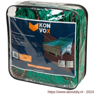 Konvox aanhangwagennet geknoopt met elastiek 2x3 m groen HDPE - A50200844 - afbeelding 3