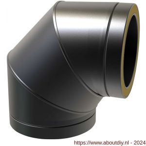 Nedco rookgasafvoer dubbelwandig diameter 80 mm bocht 90 graden zwart - A24000160 - afbeelding 1