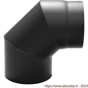 Nedco rookgasafvoer zwart staal 2 mm 130 mm bocht 90 graden - A24000896 - afbeelding 1