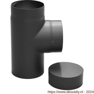 Nedco rookgasafvoer zwart staal 2 mm 150 mm T-stuk met dop - A24000922 - afbeelding 1