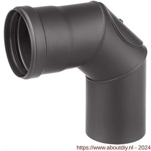 Nedco rookgasafvoer pelletkachel diameter 80 mm bocht 90 graden met deur zwart - A24000822 - afbeelding 1