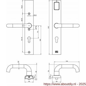 Nemef deurbeslag 7360/01-72 mm Radaris Evolution 600 serie - A19501020 - afbeelding 2