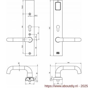 Nemef deurbeslag 7380/02-72 mm dubbelzijdig compleet Radaris Evolution - A19501023 - afbeelding 2