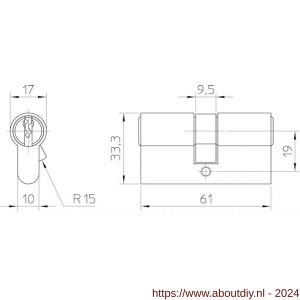 Nemef dubbele Europrofielcilinder 132/9P 3 sleutels 2x20 mm verlengd gelijksluitend BW - A19500092 - afbeelding 2