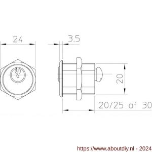 Nemef automatencilinder 20230 2 sleutels C2 - A19500175 - afbeelding 2