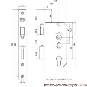 Nemef deurslot PC-uitsparing 569/4-50 DR draairichting 2+4 bulk per 5 - A19500647 - afbeelding 2