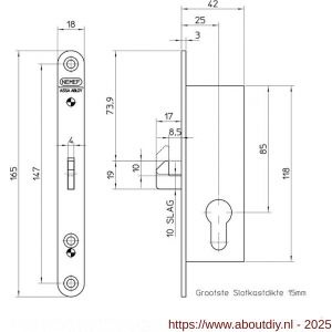 Nemef schuifdeurslot 618-25 bulk per 5 - A19500772 - afbeelding 2