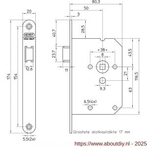 Nemef loopslot 1255/5-50 DR draairichting 1+3 blister - A19501146 - afbeelding 2