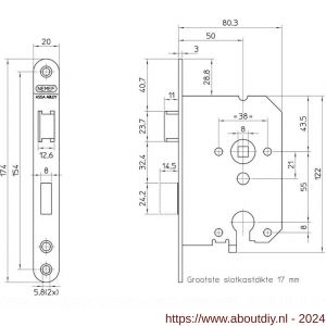 Nemef deurslot PC-uitsparing 1269/17-50 DR draairichting 1+3 zwaar bulk per 10 - A19500631 - afbeelding 2