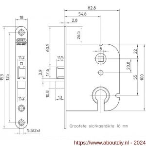 Nemef deurslot PC-uitsparing 1449-55 DR draairichting 2+4 bulk per 10 - A19500637 - afbeelding 2