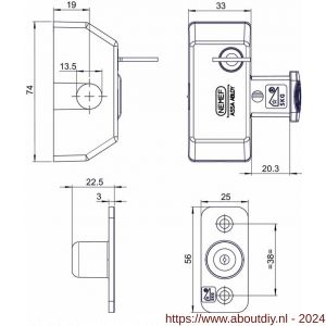 Nemef opleg cilindersluiting 2566/4 1 sleutel blister - A19501601 - afbeelding 2