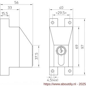 Nemef espagnoletbeveiliger voor espagnolet 1E 2809 met cilinder blister - A19502206 - afbeelding 2