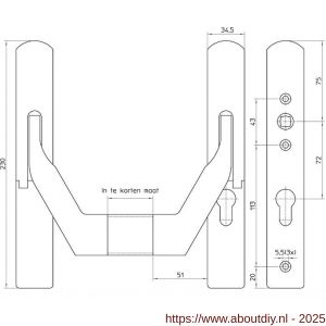 Nemef paniekopener 3640/17-72/92 mm RVS - A19502070 - afbeelding 2