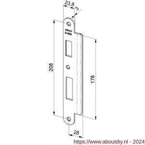 Abloy sluitplaat voor stompe deur verlengde lip EA332/2.4 - A19502063 - afbeelding 1
