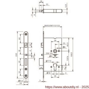 Abloy veiligheidspaniekdeurslot insteek zelfvergrendelend PC-uitsparing EL160/80 - A19500890 - afbeelding 2