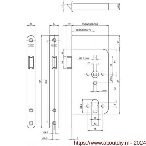 Assa Abloy cilinderloopslot PC-uitsparing 246617U2060 - A19500742 - afbeelding 2