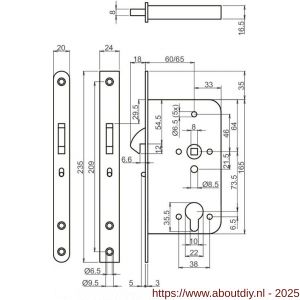 Assa Abloy schuifdeurslot RC-uitsparing 247817T2460 - A19500767 - afbeelding 2