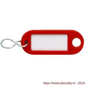 Dulimex DX 1000RO sleutellabel met ophangoog en S-haak kunststof rood zak 100 stuks - A30202053 - afbeelding 1