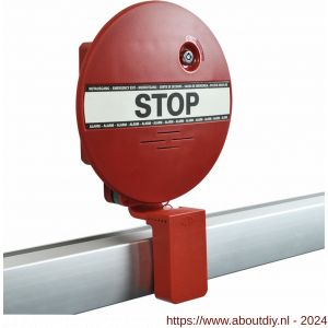 GfS DX 955 DEXCON alarm voor paniekbalken inclusief verstelbaar hoekprofiel met veiligheidskoord 2x systeemsleutel 2x rode bovenplaten magneetfolie pictogram STOP 9 V batterij ingebouwde batterijbewaking EN 1125 95 dB - A30203522 - afbeelding 1