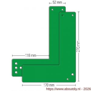 GfS M 170 EH-Exit Control paniekopener montageplaat voor glazen deuren 27 cm links en rechts toepasbaar voor lange deurschilden groen - A30204679 - afbeelding 1