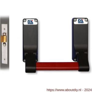 Dulimex DX PO 305 EB RZ anti-paniekstang DX 305 RZ enkele deur 1-puntssluiting met insteek anti-paniekslot doornmaat 56,9 mm PC-maat 47,5 mm rood-zwart - A30202145 - afbeelding 1
