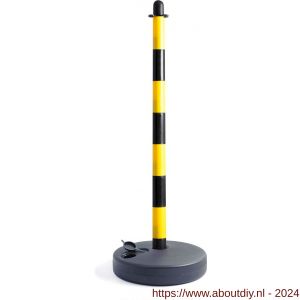 Dulimex DX 1560-93 signaal-afzetpaal geel-zwart met ronde vulbare zwarte sokkel kunststof - A30201295 - afbeelding 1