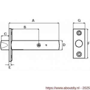 Dulimex DX DRB3035 SCP insteekgrendel met stersleutel en sluitpot 55/35 mm satijn verchroomd - A30202228 - afbeelding 2