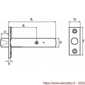 Dulimex DX DRB3035 SCP insteekgrendel met stersleutel en sluitpot 55/35 mm vernikkeld - A30202228 - afbeelding 2