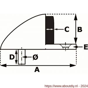 Dulimex DX DST V ZB 45SF deurstopper 45x25 mm vloermodel met zwarte zijbuffer inliggend RVS - A30202618 - afbeelding 2