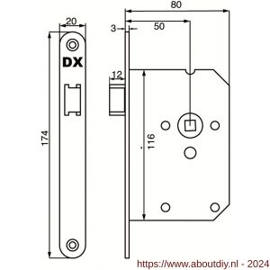 Dulimex DX LSG-50-LSWE loopslot doornmaat 50 mm ronde voorplaat wit exclusief sluitplaat - A30203125 - afbeelding 2