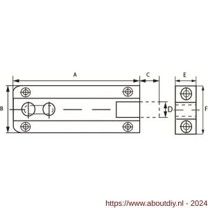 Dulimex DX PS 681B profielschuif vlak model 25x80 mm messing gepolijst - A30204068 - afbeelding 2