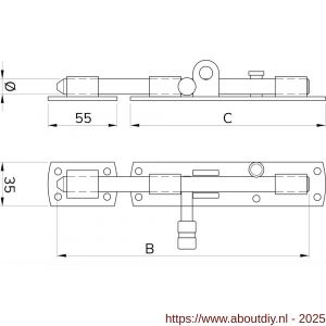 IBFM HSG 200V hangslotgrendel verticaal diameter 12 mm 200 mm verzinkt - A30204926 - afbeelding 2