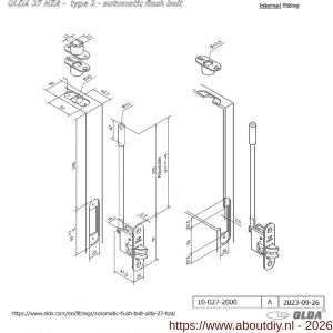 Olda 27 HZA T2 automatische kantschuif type 27 HZA type 2 staal verzinkt voor stalen-aluminium deuren - A30205038 - afbeelding 2