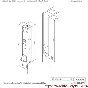 Olda 28 HZA T1 automatische kantschuif type 28 HZA type 1 staal verzinkt voor houten deuren - A30205039 - afbeelding 2