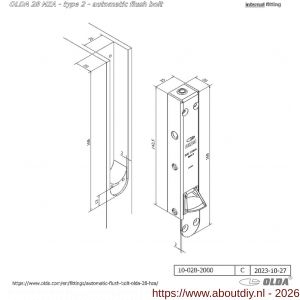 Olda 28 HZA T2 automatische kantschuif type 28 HZA type 2 staal verzinkt voor houten deuren - A30205040 - afbeelding 2