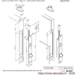 Olda 33 HZA10F T2 automatische kantschuif type 33 HZA type 2 doornmaat 10 mm staal verzinkt voor stalen-aluminium deuren - A30205044 - afbeelding 2