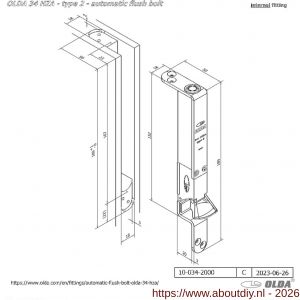 Olda 34 HZA T2 automatische kantschuif type 34 HZA type 2 staal verzinkt voor stalen-aluminium-houten deuren - A30205048 - afbeelding 2