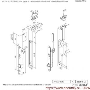 Olda 33 HZAR10F T1 automatische kantschuif type 33 HZAR type 1 schoot diameter 10 mm lengte 60 mm staal verzinkt voor stalen-aluminium-houten deuren - A30205023 - afbeelding 2