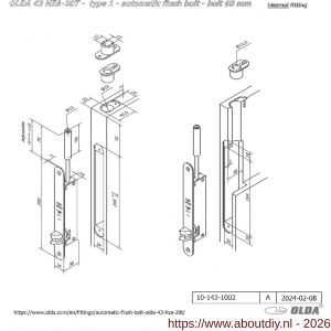 Olda 43 HZA20T T1 automatische kantschuif type 43 HZA type 1 doornmaat 20 mm staal verzinkt voor stalen-aluminium-houten deuren - A30205057 - afbeelding 2