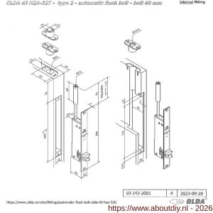 Olda 43 HZA32T T2 automatische kantschuif type 43 HZA type 2 doornmaat 32 mm staal verzinkt voor stalen-aluminium deuren - A30205056 - afbeelding 2