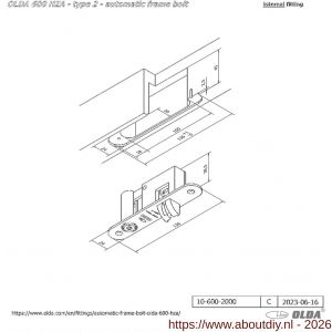 Olda 600 HZA T2 automatische kantschuif type 600 HZA type 2 deurkozijn model 136 mm staal verzinkt voor stalen-aluminium deuren - A30205060 - afbeelding 2