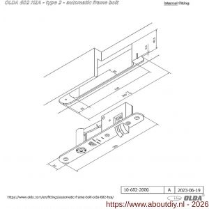 Olda 602 HZA T2 automatische kantschuif type 600 HZA type 2 deurkozijn model 200 mm staal verzinkt voor stalen-aluminium deuren - A30205062 - afbeelding 2