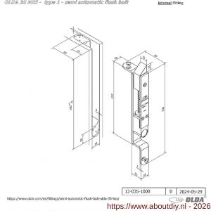 Olda 35 HZS T1 Semi automatische kantschuif type 35 HZS type 1 staal verzinkt voor stalen-aluminium-houten deuren - A30205019 - afbeelding 2