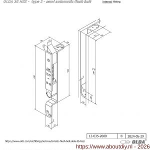 Olda 35 HZS T2 Semi automatische kantschuif type 35 HZS DIN R staal verzinkt voor stalen-aluminium-houten deuren - A30205020 - afbeelding 2