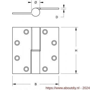 Dulimex DX H178D89892125 kogelstiftpaumelle rechte hoeken 89x89 mm doorgezette knoop rechts staal verzinkt SKG*** - A30204878 - afbeelding 2