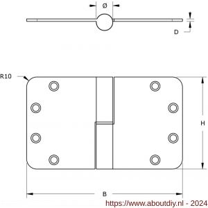 Dulimex DX H179125892125 kogelstiftpaumelle ronde hoeken 89x125 mm rechts staal verzinkt SKG*** - A30204887 - afbeelding 2