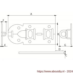 Dulimex DX ZG 160BV hangslotrolschuif 66x160 mm schootdikte 6 mm vlak model staal verzinkt - A30202582 - afbeelding 2