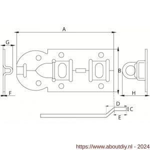Dulimex DX ZGB 140BV hangslotrolschuif 56x140 mm schootdikte 5 mm met bocht staal verzinkt - A30202578 - afbeelding 2