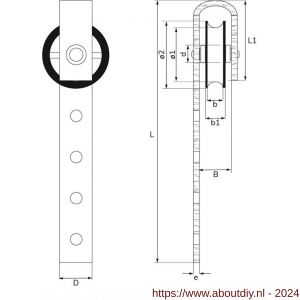 Dulimex DX 966-105E hangrol polyamide wiel 105 mm elektrolytisch verzinkt per stuk gelabeld - A30204780 - afbeelding 2